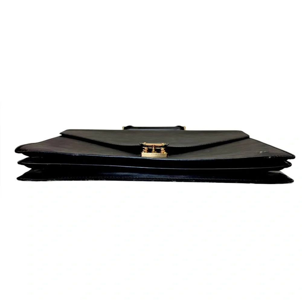 Vintage Louis Vuitton Black Epi Leather Briefcase w/ Key